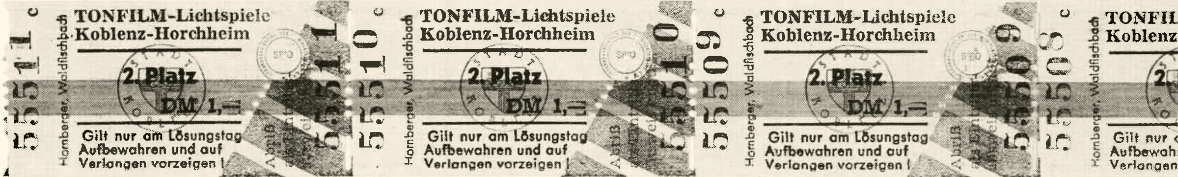 Kinokarten Tonfilm-Lichtspiele Koblenz-Horchheim